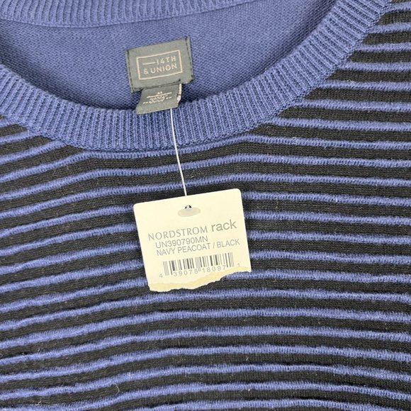 NWT 14th & Union Textured Stripe Crewneck Sweater Navy Blue Size Medium M NEW - Picture 5 of 9